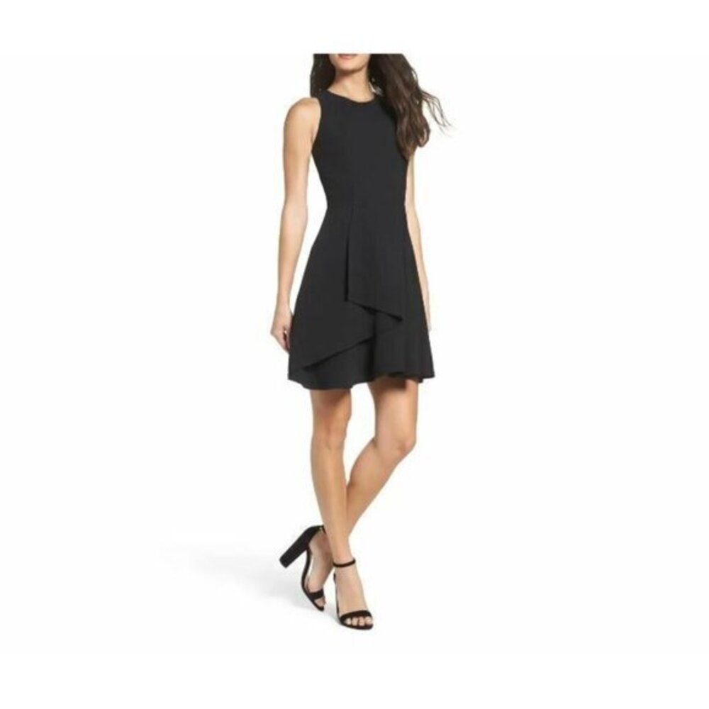 Adelyn Rae Athena Ruffle Fit and Flare Sleeveless Mini Cocktail Dress SZ L New